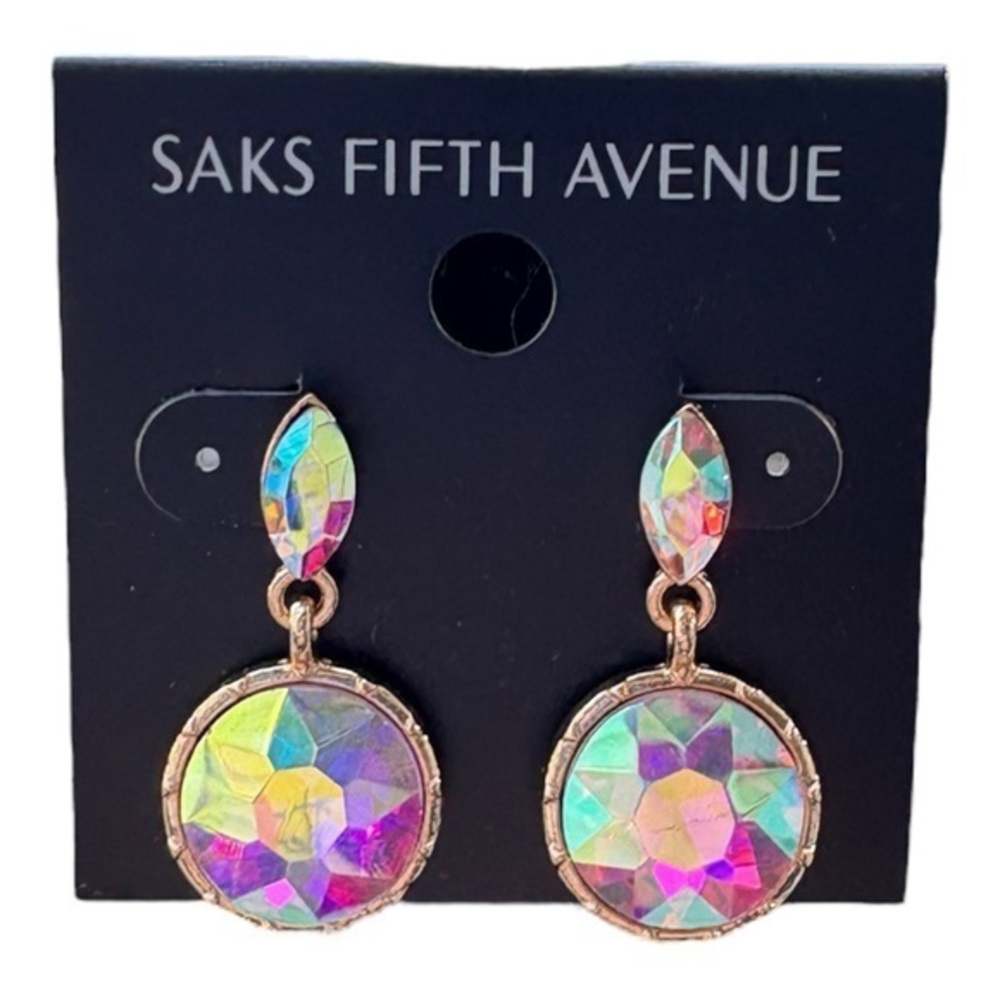 3/$40 Saks Fifth Avenue Kaleidoscope Circle Drop Dangle Crystal Earrings